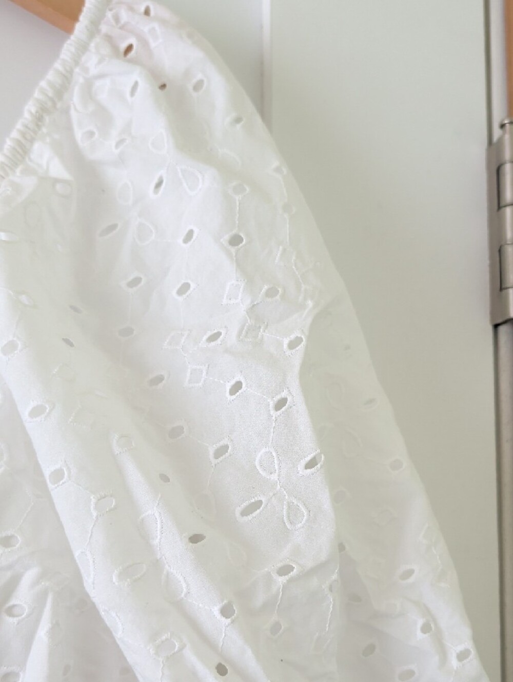 Crisp White Eyelet Puff Sleeve Peplum Crop Top Cottagecore Boho Small - Picture 3 of 5